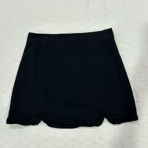 Black Mini Skirt with Scalloped Hem